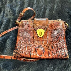 Brahmin Tan Crocodile Embossed Crossbody Bag
